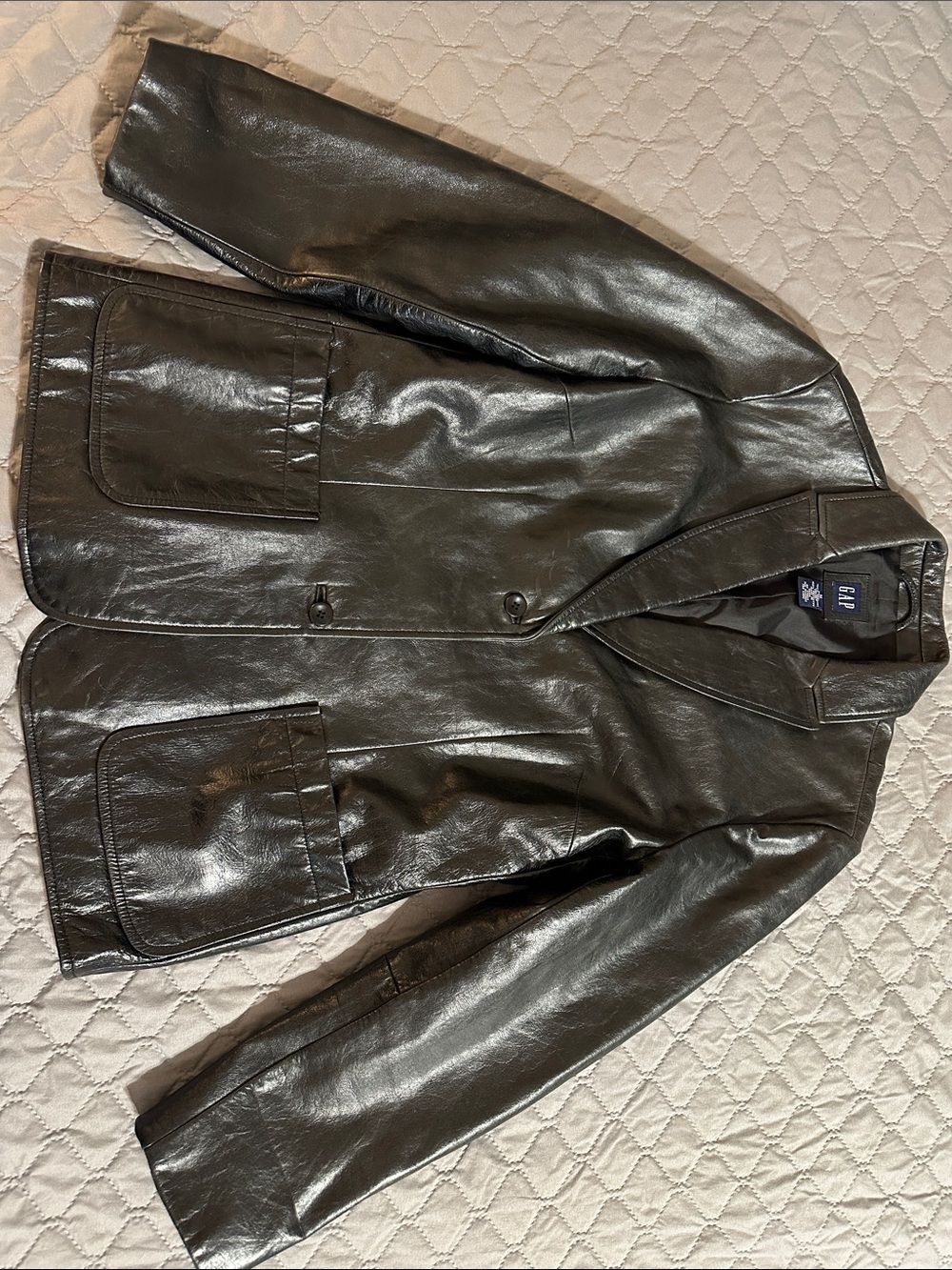 GAP Y2K Minimalist Women’s Black Leather Blazer - Size M